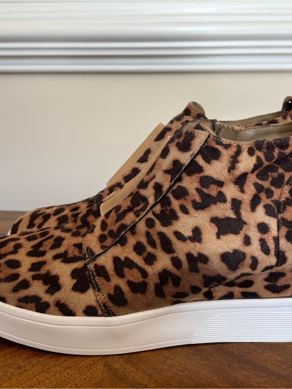 Leopard Print Slip-On Wedge Sneakers - Brown